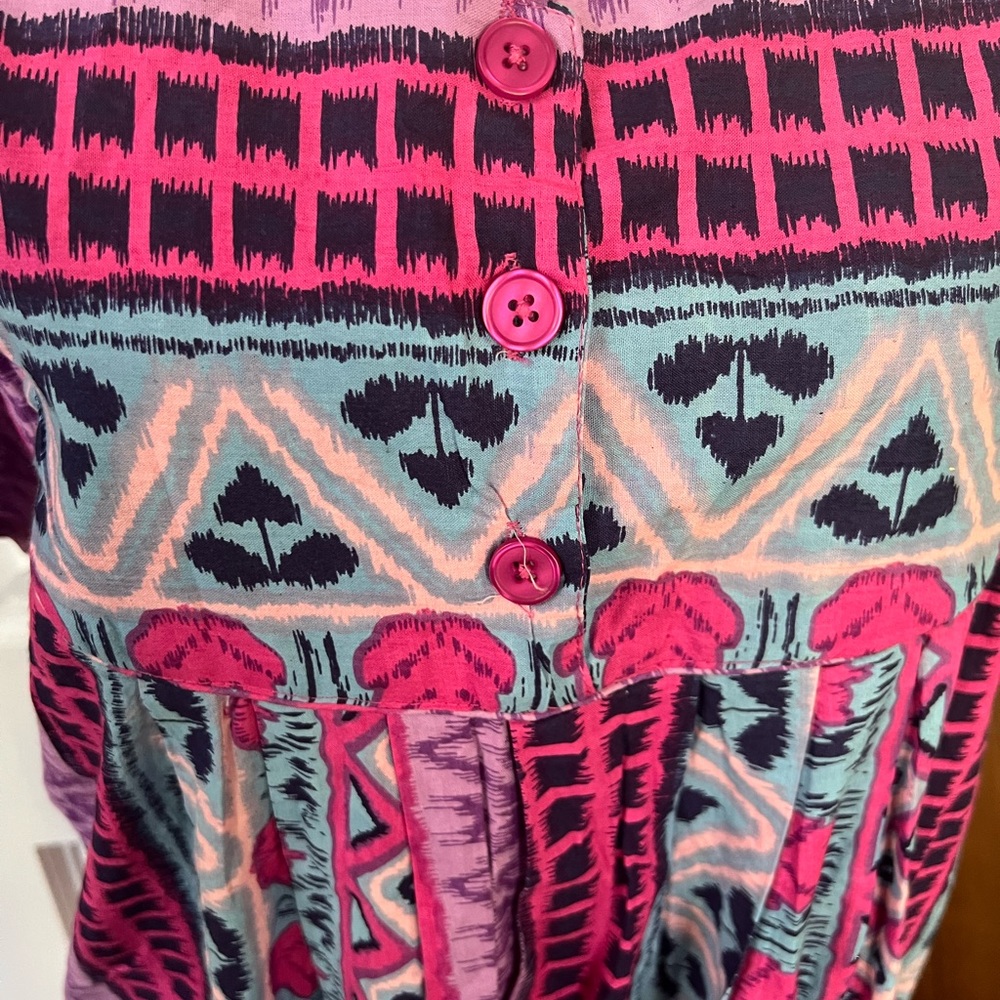 Vibrant Sara Morgan vintage housedress medium pockets D72 - Picture 5 of 8